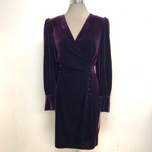 Calvin Klein Purple Velvet Wrap Midi Dress